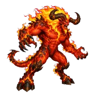 Infernal: a horned demon of cracked lava and fire.